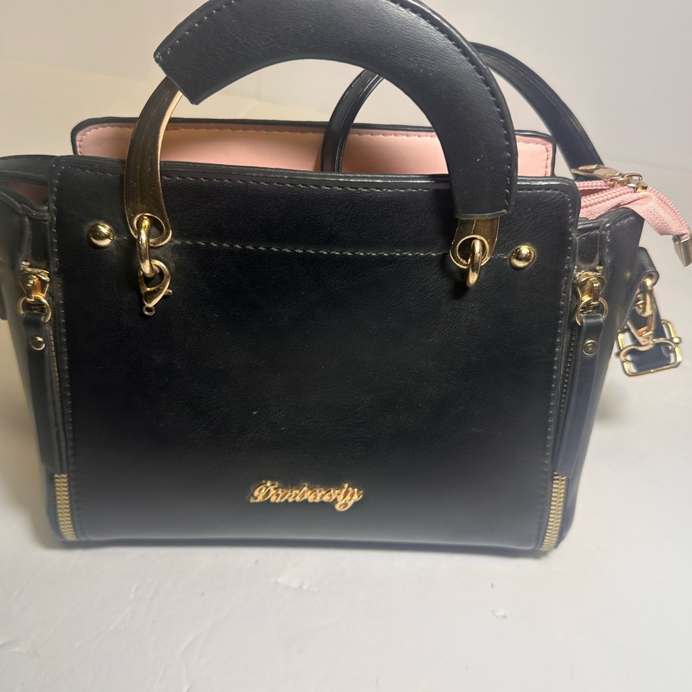 Black with‎ Pink interior color Purse by Danboly with Gold Details